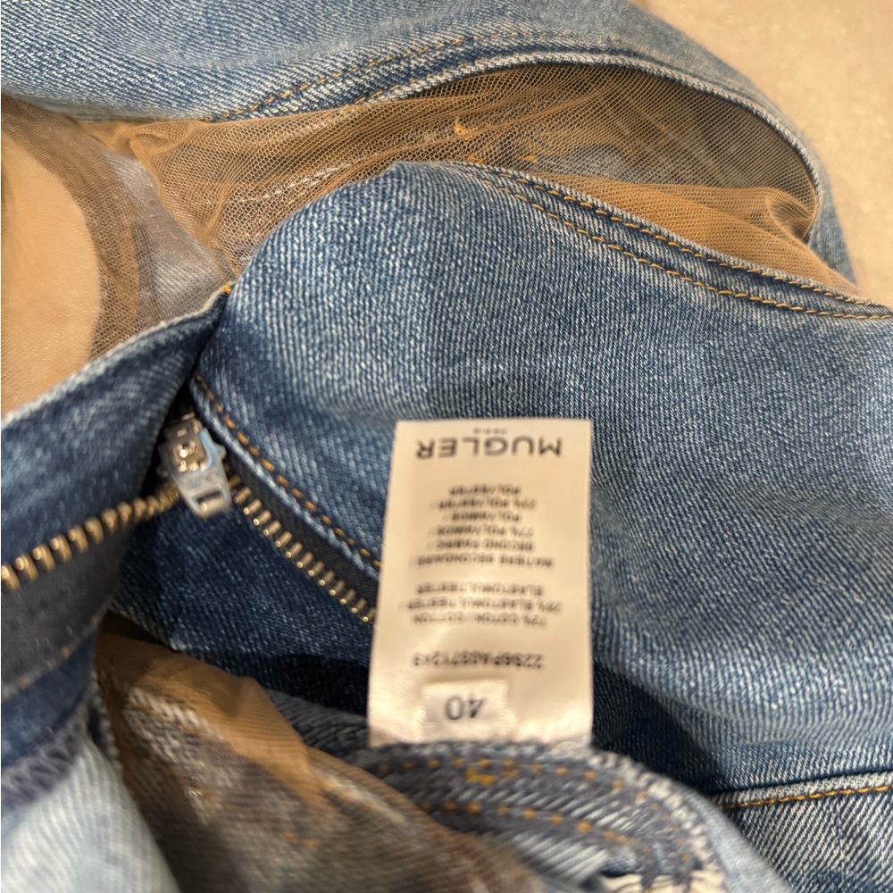 Mugler Blue Denim with Tan Mesh Accents - Picture 3 of 3